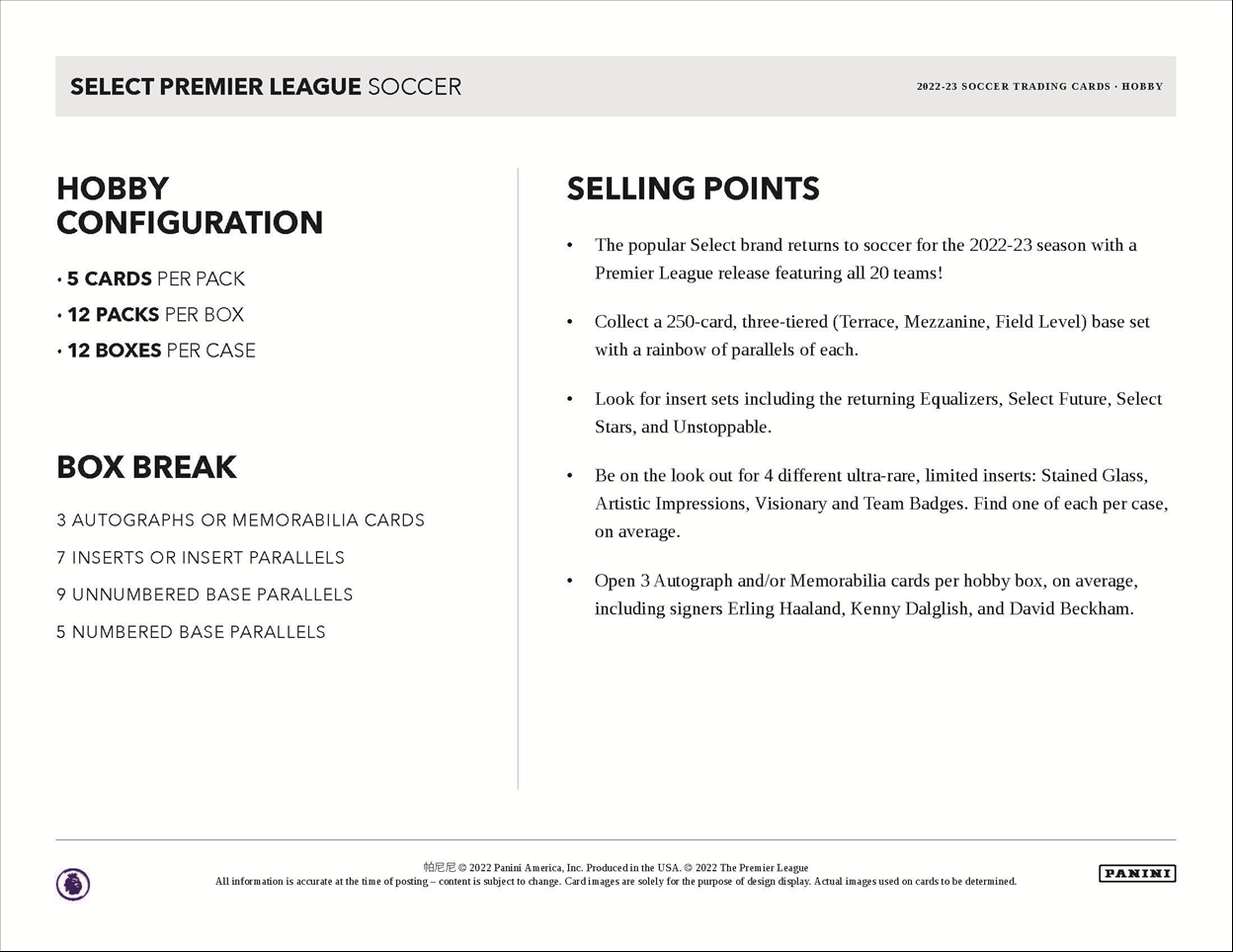 2022-23 Panini Select Premier League Soccer Hobby Box