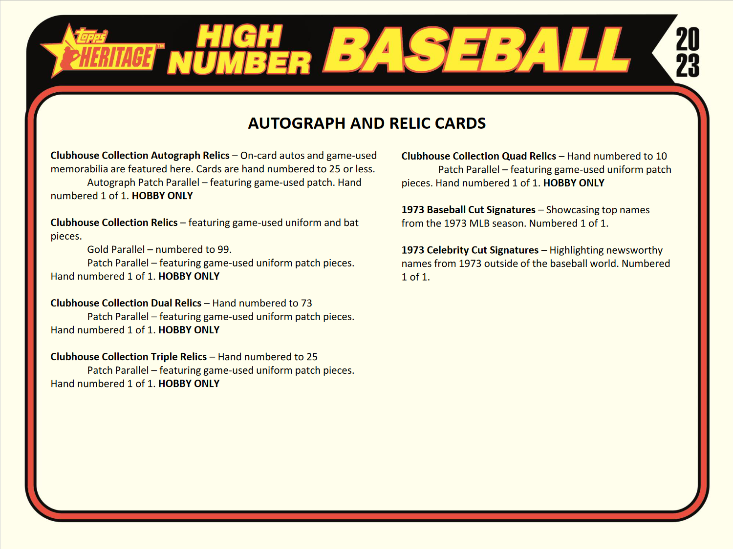 2023 Topps Heritage HIGH Number Baseball Hobby 12 Box Case